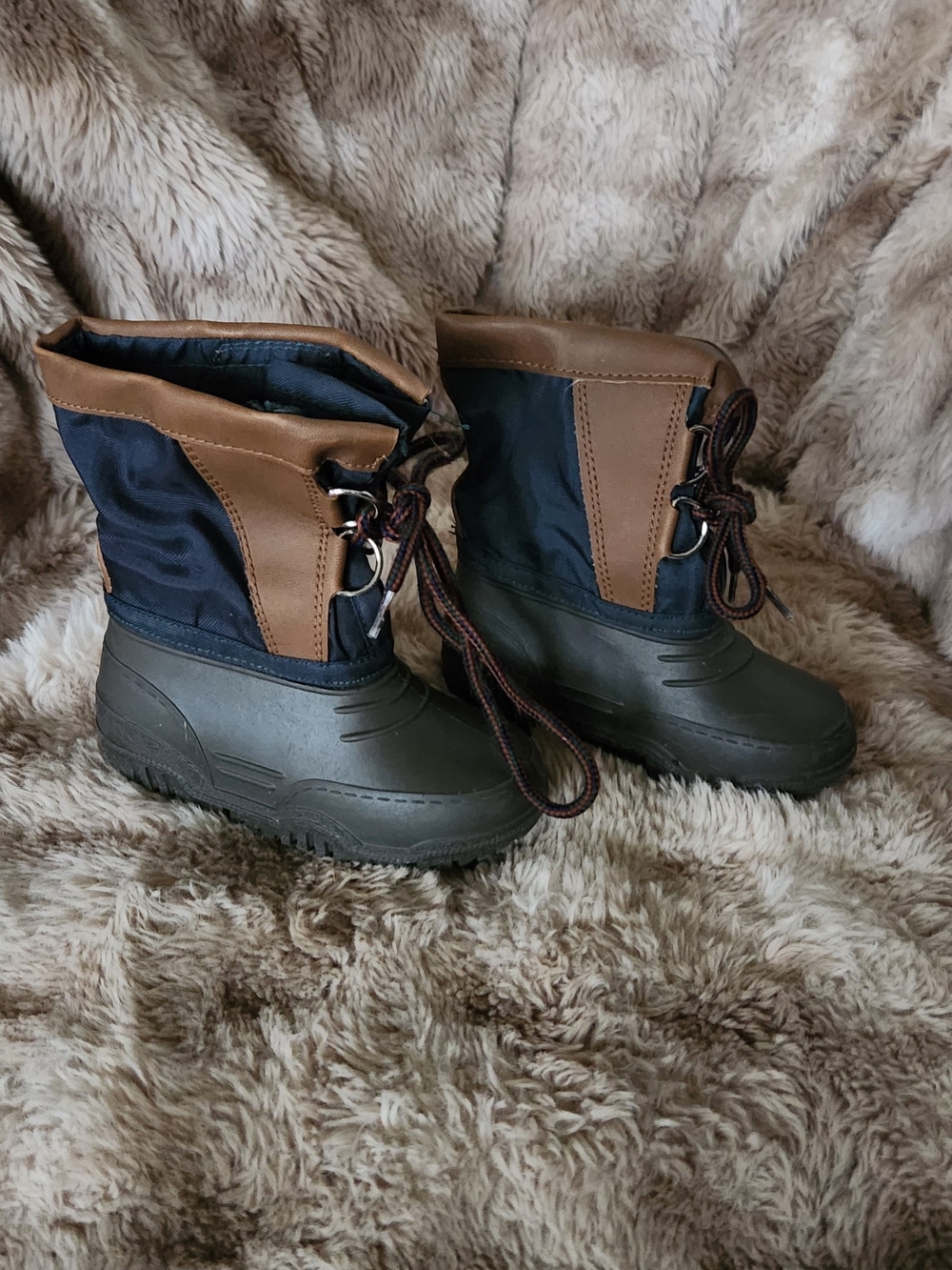 Kids Waterproof Winter Boots - Navy and Brown